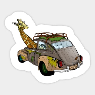 Giraffe in a volvo Sticker